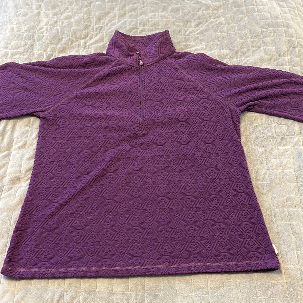 Eddie Bauer Fleece Pullover Sweatshirt, 1/4 Zip, Purple, Size L - Picture 2 of 9